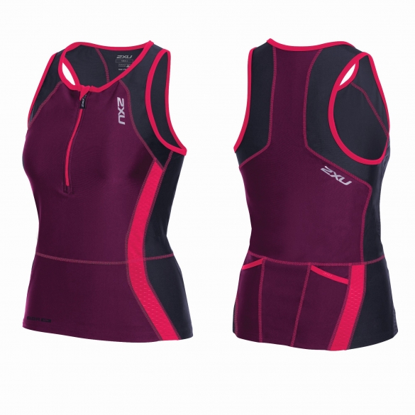 2XU Perform Tri singlet paars/zwart/roze dames WT3637a