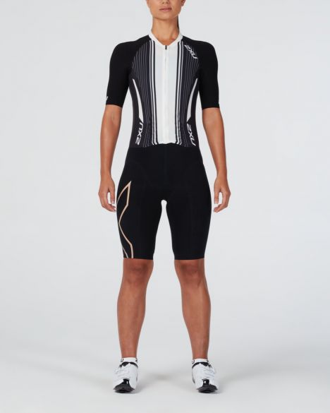 2XU Project X korte mouw trisuit zwart/wit dames WT4836d-BLK/WTG